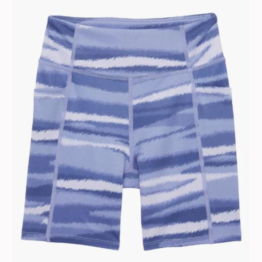 Zella Girl (Nordstrom Brand) Live In Print Pocket Bike Shorts "Blue Marlin"
